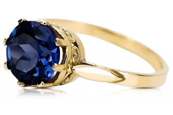 14k żółte złoto Szafir Pierścionek Styl Vintage vrc366y